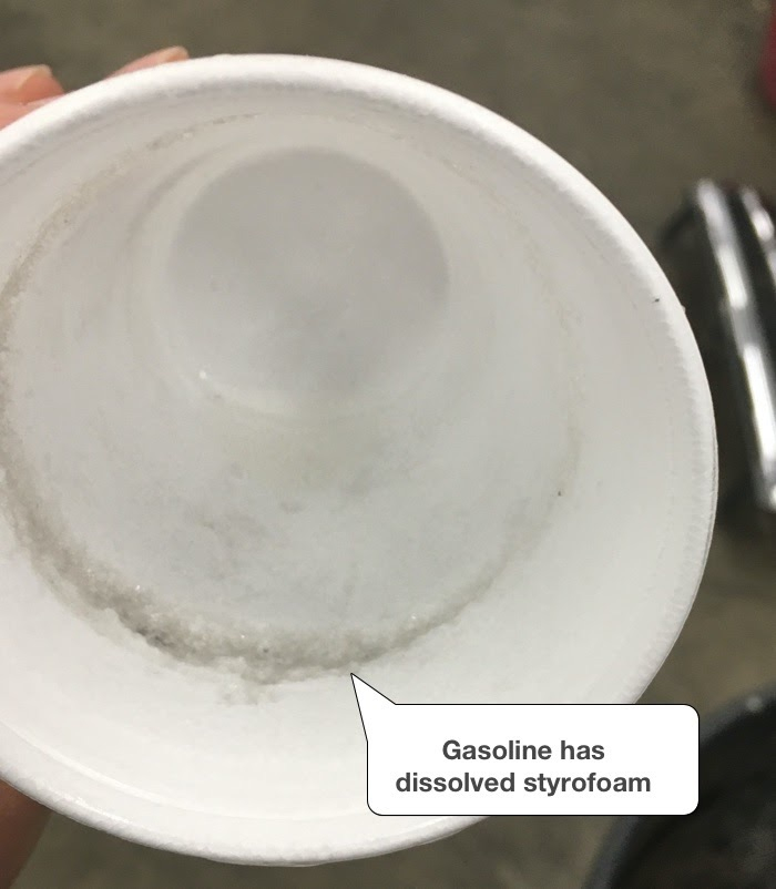 A Styrofoam Cup Test. Checks the quality of gasoline.